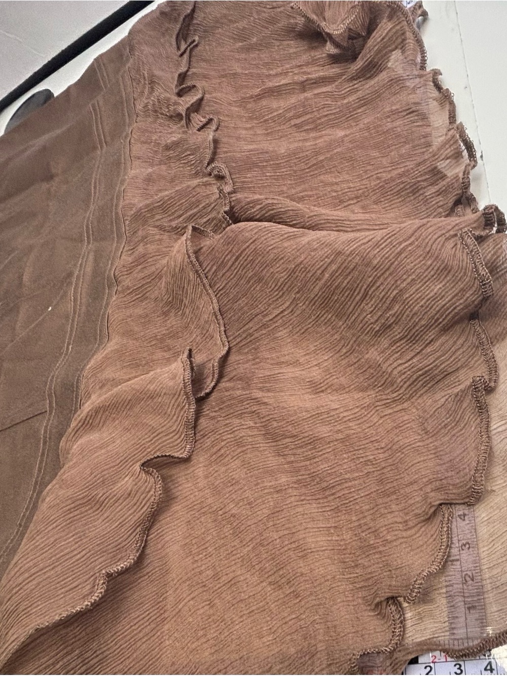 Vintage Oscar Leopold Brown Tiered Silk Ruffle Midi Skirt - NWOT - Picture 7 of 8